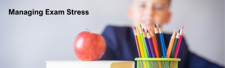 Banner images shows boy out of focus in the background. He is sat at a table and on the table is a red apple and a metal holder containing coloured pencils